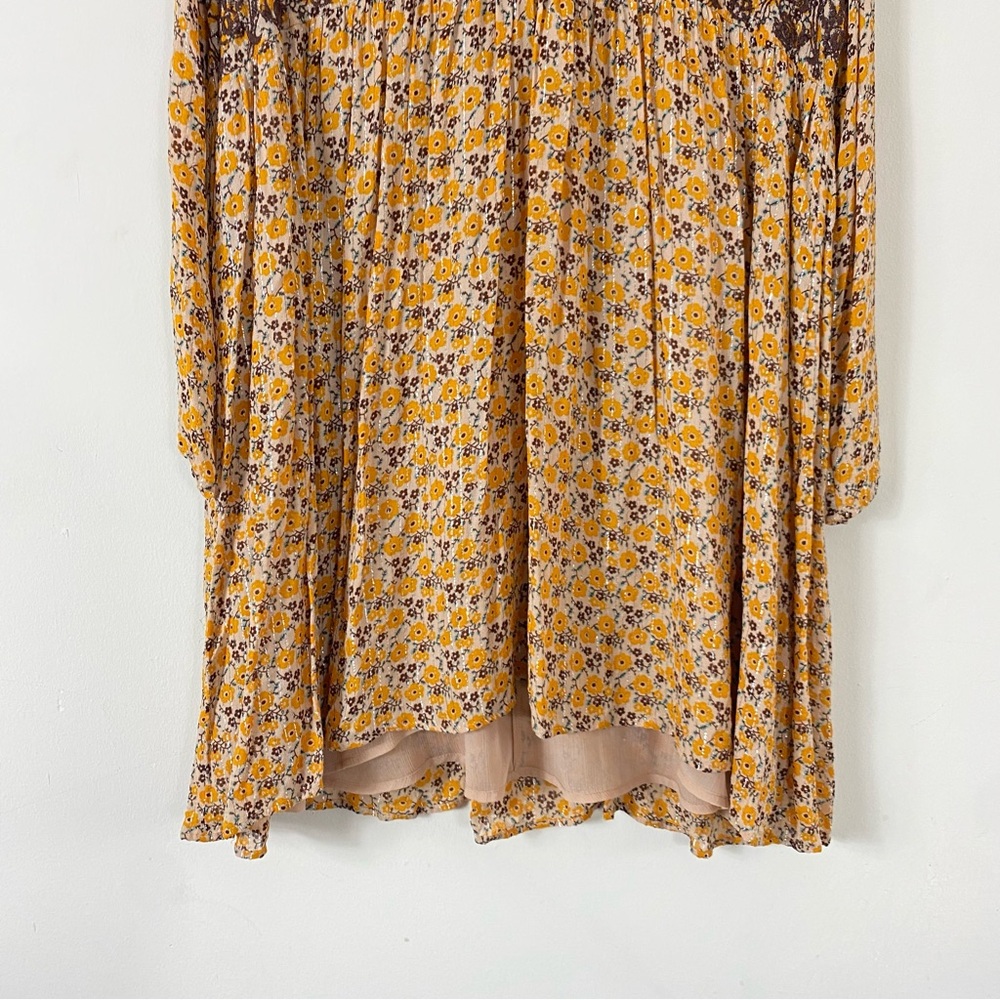 ZARA Floral Embroidered Long Sleeve Mini Dress Mustard Yellow - XS - Picture 11 of 16